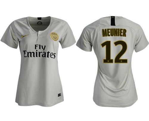 Women's Paris Saint-Germain #12 Meunier Away Soccer Club Jersey